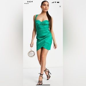 Green Satin Mini Dress